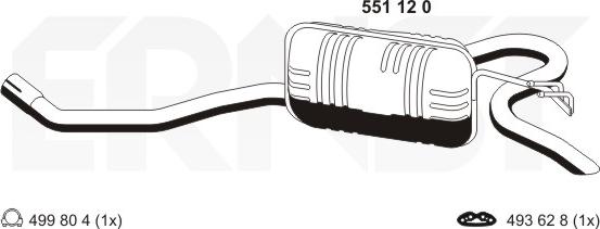 ERNST 551120 - Izplūdes gāzu trokšņa slāpētājs (pēdējais) autodraugiem.lv