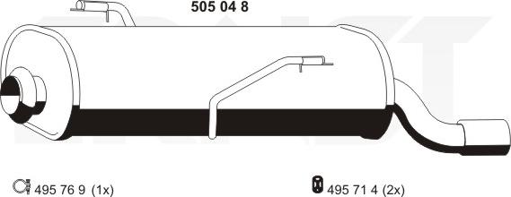 ERNST 505048 - Izplūdes gāzu trokšņa slāpētājs (pēdējais) autodraugiem.lv