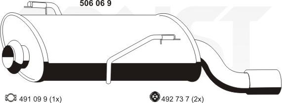 ERNST 506069 - Izplūdes gāzu trokšņa slāpētājs (pēdējais) autodraugiem.lv