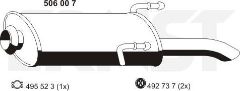ERNST 506007 - Izplūdes gāzu trokšņa slāpētājs (pēdējais) autodraugiem.lv