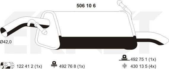 ERNST 506106 - Izplūdes gāzu trokšņa slāpētājs (pēdējais) autodraugiem.lv