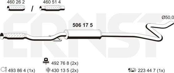 ERNST 506175 - Vidējais izpl. gāzu trokšņa slāpētājs autodraugiem.lv
