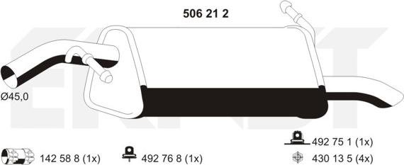 ERNST 506212 - Izplūdes gāzu trokšņa slāpētājs (pēdējais) autodraugiem.lv
