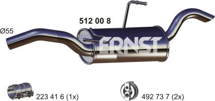 ERNST 512008 - Izplūdes gāzu trokšņa slāpētājs (pēdējais) autodraugiem.lv