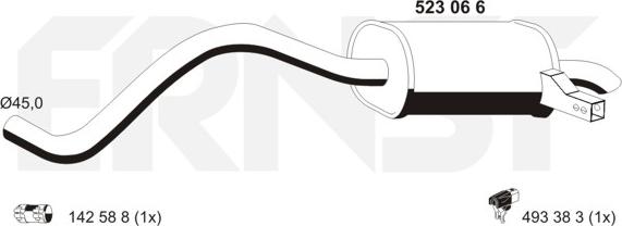 ERNST 523066 - Izplūdes gāzu trokšņa slāpētājs (pēdējais) autodraugiem.lv