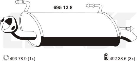 ERNST 695138 - Izplūdes gāzu trokšņa slāpētājs (pēdējais) autodraugiem.lv