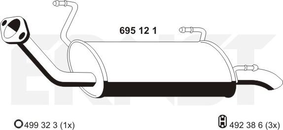 ERNST 695121 - Izplūdes gāzu trokšņa slāpētājs (pēdējais) autodraugiem.lv
