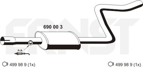 ERNST 690003 - Vidējais izpl. gāzu trokšņa slāpētājs autodraugiem.lv