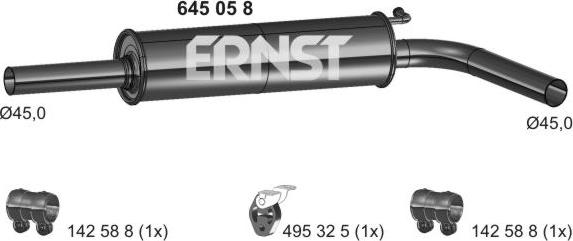 ERNST 645058 - Vidējais izpl. gāzu trokšņa slāpētājs autodraugiem.lv
