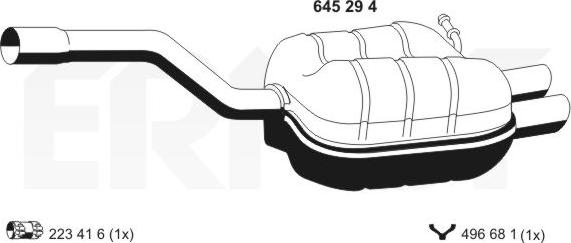 ERNST 645294 - Izplūdes gāzu trokšņa slāpētājs (pēdējais) autodraugiem.lv
