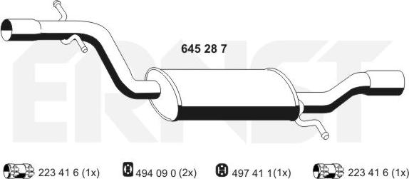 ERNST 645287 - Vidējais izpl. gāzu trokšņa slāpētājs autodraugiem.lv