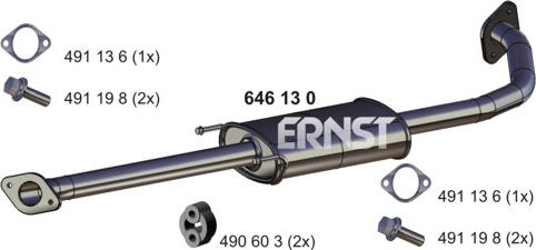 ERNST 646130 - Vidējais izpl. gāzu trokšņa slāpētājs autodraugiem.lv