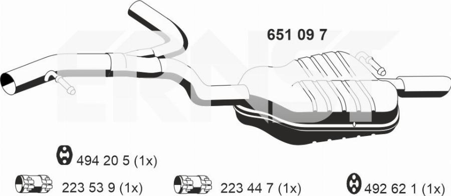 ERNST 651097 - Izplūdes gāzu trokšņa slāpētājs (pēdējais) autodraugiem.lv
