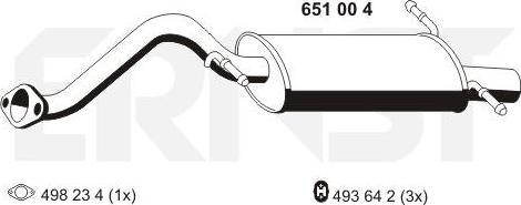 ERNST 651004 - Izplūdes gāzu trokšņa slāpētājs (pēdējais) autodraugiem.lv