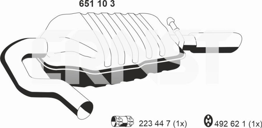 ERNST 651103 - Izplūdes gāzu trokšņa slāpētājs (pēdējais) autodraugiem.lv