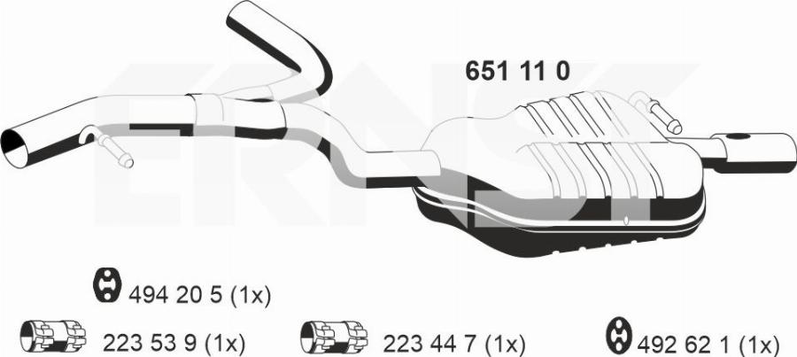 ERNST 651110 - Izplūdes gāzu trokšņa slāpētājs (pēdējais) autodraugiem.lv