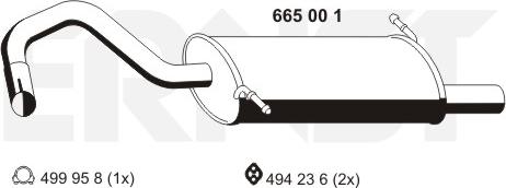 ERNST 665001 - Izplūdes gāzu trokšņa slāpētājs (pēdējais) autodraugiem.lv