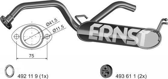 ERNST 685108 - Izplūdes gāzu trokšņa slāpētājs (pēdējais) autodraugiem.lv