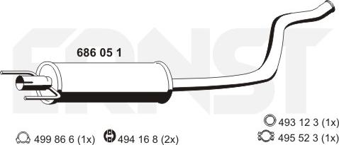 ERNST 686051 - Vidējais izpl. gāzu trokšņa slāpētājs autodraugiem.lv