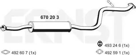ERNST 670203 - Vidējais izpl. gāzu trokšņa slāpētājs autodraugiem.lv