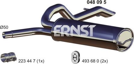 ERNST 048095 - Izplūdes gāzu trokšņa slāpētājs (pēdējais) autodraugiem.lv