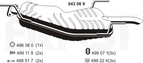 ERNST 043069 - Izplūdes gāzu trokšņa slāpētājs (pēdējais) autodraugiem.lv