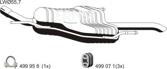 ERNST 054041 - Izplūdes gāzu trokšņa slāpētājs (pēdējais) autodraugiem.lv