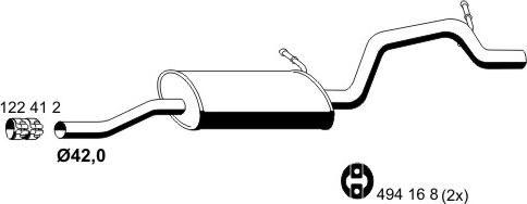 ERNST 055185 - Izplūdes gāzu trokšņa slāpētājs (pēdējais) autodraugiem.lv