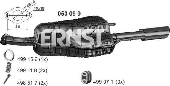 ERNST 053099 - Izplūdes gāzu trokšņa slāpētājs (pēdējais) autodraugiem.lv