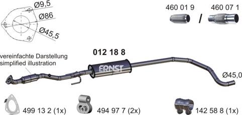 ERNST 012188 - Vidējais izpl. gāzu trokšņa slāpētājs autodraugiem.lv