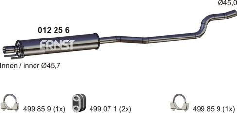 ERNST 012256 - Vidējais izpl. gāzu trokšņa slāpētājs autodraugiem.lv