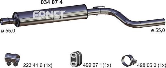 ERNST 034074 - Vidējais izpl. gāzu trokšņa slāpētājs autodraugiem.lv