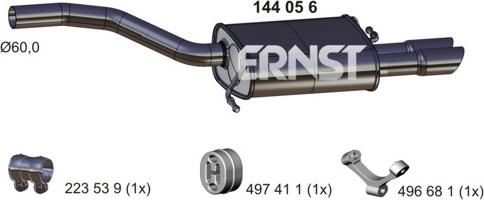 ERNST 144056 - Izplūdes gāzu trokšņa slāpētājs (pēdējais) autodraugiem.lv