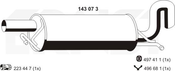 ERNST 143073 - Izplūdes gāzu trokšņa slāpētājs (pēdējais) autodraugiem.lv