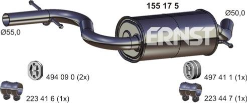 ERNST 155175 - Vidējais izpl. gāzu trokšņa slāpētājs autodraugiem.lv