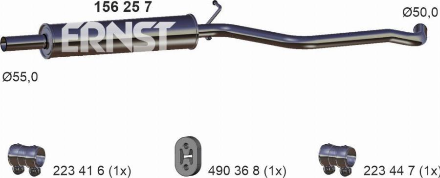 ERNST 156257 - Vidējais izpl. gāzu trokšņa slāpētājs autodraugiem.lv