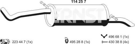 ERNST 114257 - Izplūdes gāzu trokšņa slāpētājs (pēdējais) autodraugiem.lv
