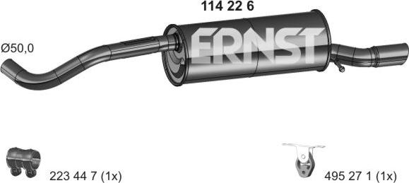 ERNST 114226 - Izplūdes gāzu trokšņa slāpētājs (pēdējais) autodraugiem.lv