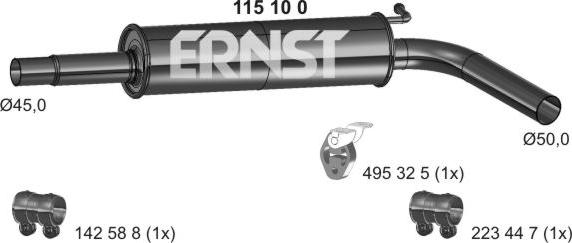 ERNST 115100 - Vidējais izpl. gāzu trokšņa slāpētājs autodraugiem.lv