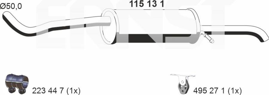 ERNST 115131 - Izplūdes gāzu trokšņa slāpētājs (pēdējais) autodraugiem.lv