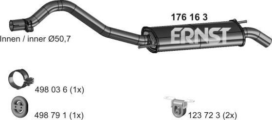 ERNST 176163 - Izplūdes gāzu trokšņa slāpētājs (pēdējais) autodraugiem.lv