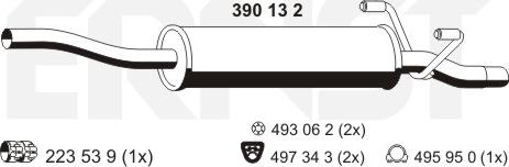 ERNST 390132 - Vidējais izpl. gāzu trokšņa slāpētājs autodraugiem.lv