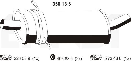 ERNST 350136 - Vidējais izpl. gāzu trokšņa slāpētājs autodraugiem.lv