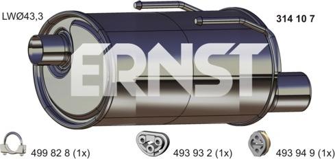 ERNST 314107 - Izplūdes gāzu trokšņa slāpētājs (pēdējais) autodraugiem.lv