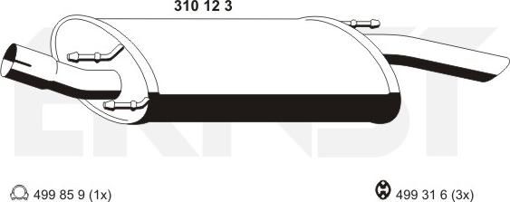 ERNST 310123 - Izplūdes gāzu trokšņa slāpētājs (pēdējais) autodraugiem.lv