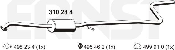 ERNST 310284 - Vidējais izpl. gāzu trokšņa slāpētājs autodraugiem.lv