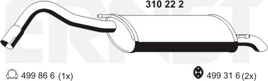 ERNST 310222 - Izplūdes gāzu trokšņa slāpētājs (pēdējais) autodraugiem.lv
