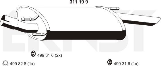 ERNST 311199 - Izplūdes gāzu trokšņa slāpētājs (pēdējais) autodraugiem.lv