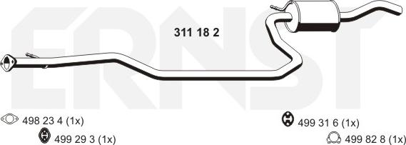 ERNST 311182 - Vidējais izpl. gāzu trokšņa slāpētājs autodraugiem.lv