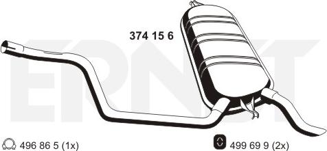 ERNST 374156 - Izplūdes gāzu trokšņa slāpētājs (pēdējais) autodraugiem.lv